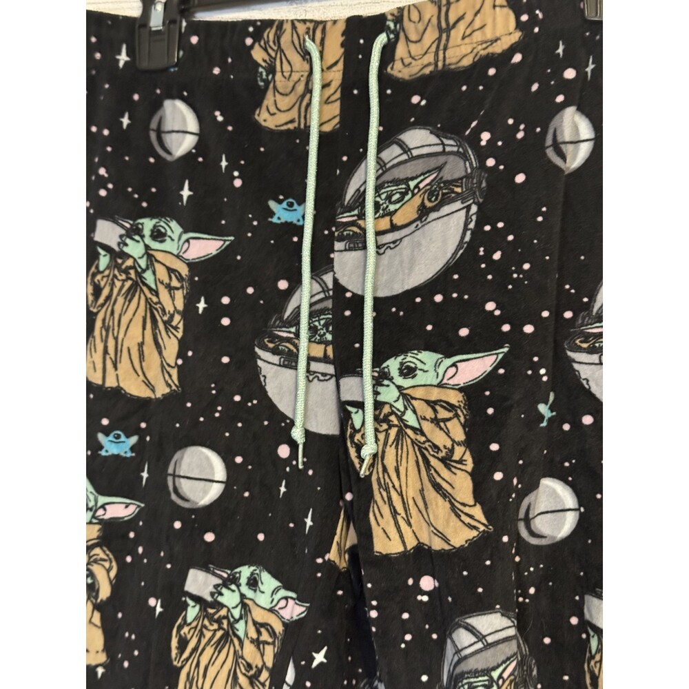 Star Wars Baby Yoda Lounge Pants Women’s L 12-14 Sparkly Drawstring Pajamas